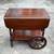 ANTIQUE WALNUT FINISH WOOD DROP LEAF TEA BAR SERVING CART VINTAGE 3 thumbnail