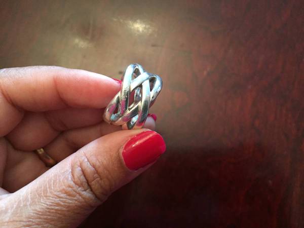 Size 6 Sterling Silver Wide Band with Wavy Designs 1