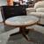 MCM Solid Teak Round Coffee Table With Marble Stone Top 6 thumbnail