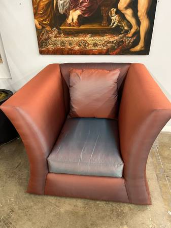 LARGE SILK UPHOLSTERED ARM CHAIR 1