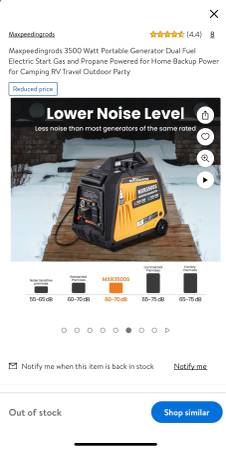 Generador portátil de 3500 W, combustible/gasolina - $450 (Panama City Beach)63440128247041123