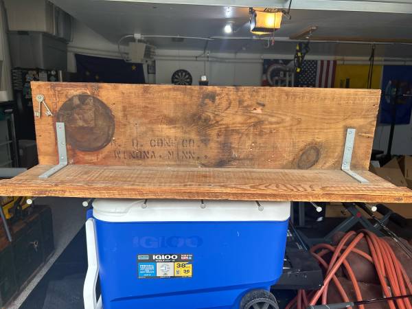 Antique Rustic Wood Pan Holder / Wall Shelf 1