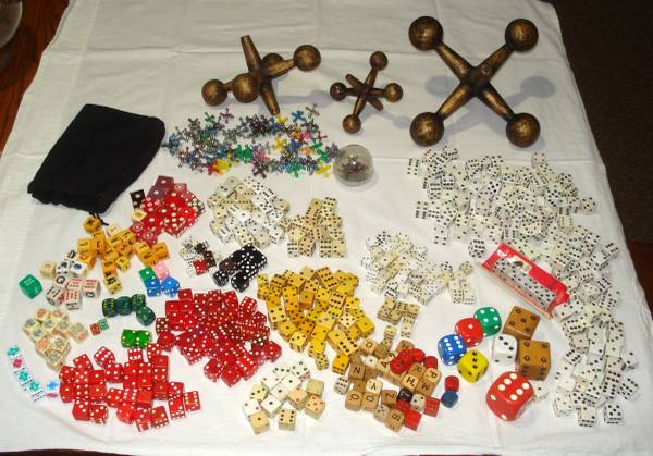 Dice & Jacks OLD Collectible Bakelite Lucite Bone FUN Variety 1