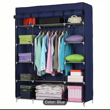 Portable Wardrobe Clothes Organizer, Non-Woven Fabric Closet with 1 Hanging Rods 1
