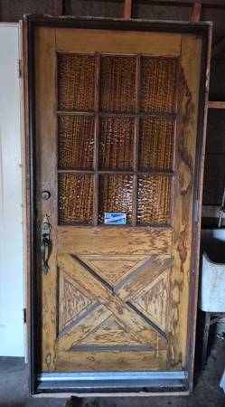 36x80 nine light door w/ amber glass & jamb 1