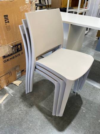 Sensilla Resin All-Weather Stackable Dining Chair (Set of 3) - Grey 1