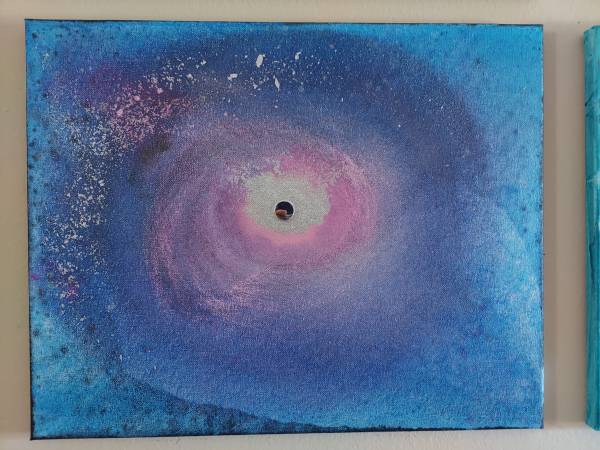 Art for Sale: Pink blue space with a mirror, acrylic on canvas 1