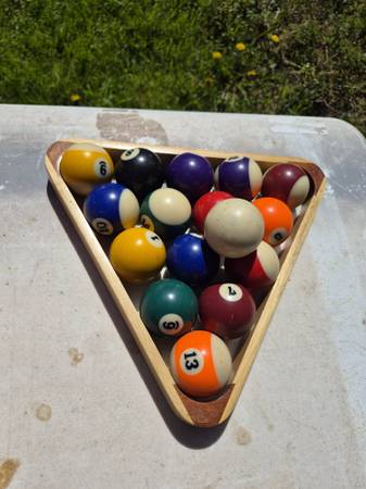 Vintage billiards ball set $30 nice cue sticks $65 for all 1