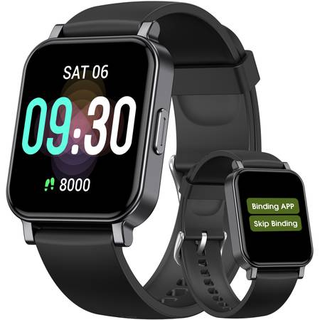 Black smartwatch featuring fitness tracker - app connectivity - (New) 1