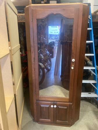 Corner Gun Cabinet Locking Walnut 1