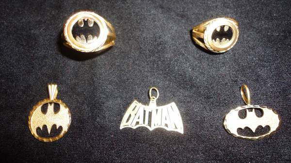 NEW 14K "BATMAN" Charms/Pendant & Rings 1