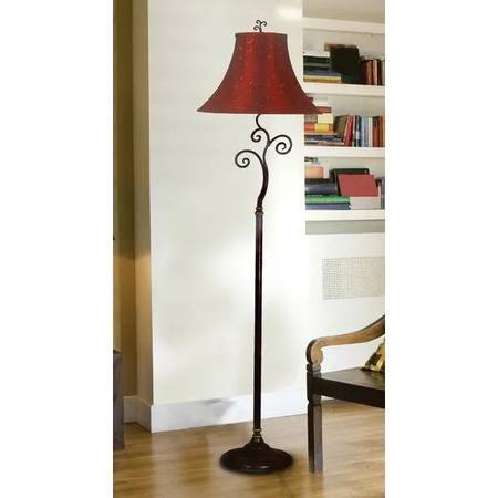 Like new StarSun Depot 61" Tall Floor Lamp with Red & Gold Bell Shade 1