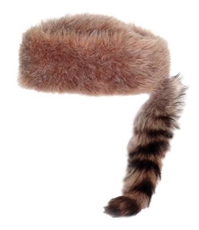 Vtg Davy Crockett Coonskin Youth Cap Real Raccoon Tail NOS 1