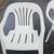 Whte Plastic Patio Chairs and End Tables 13 thumbnail