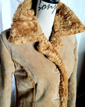 New Real Suede Leather Tan Women Long Overcoat Jacket Winter Gift 1