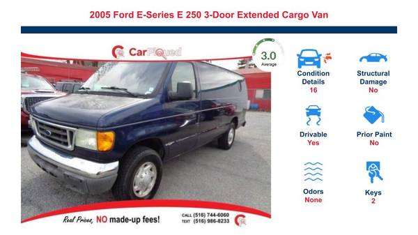 Furgoneta Ford E-250 Work Van 2005, certificada CarPiqued™️ 3.0, ¡gran rendimiento! - $3.950 (Valley Stream)63470617484033120