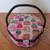 Sewing Box Hexigon Shaped Padded Pink w/ Black Wicker Handle 9" Diamet 2 thumbnail