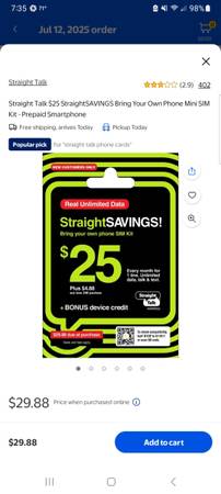 ¡¡¡¡GRAN OFERTA!!!! TARJETA SIM DE STRAIGHT TALK CON TU PROPIO PLAN - $20 (Columbia)63471025429763120