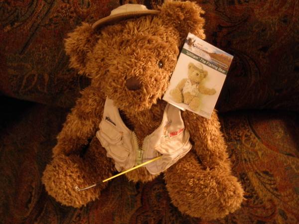 Eagle Claw William The Fishing Bear Plush w/ Vest & Hat 12" Stuffed An 1