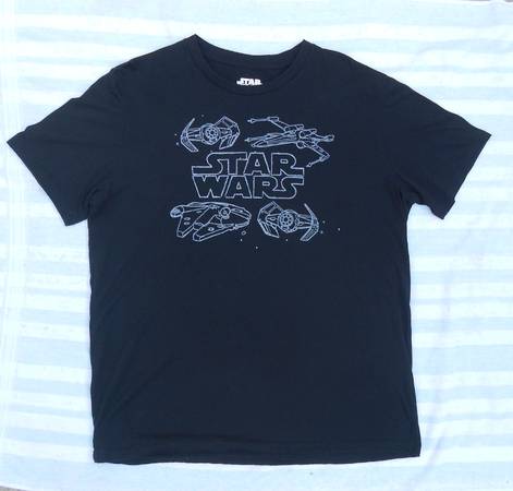 Star Wars ~ X Wing & Tie Fighters ~ Black T Shirt Used Women's XL 1