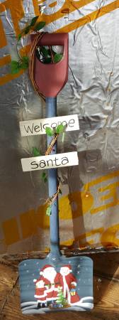 43”T Christmas Hand Painted Snow Shovel Decoration - Wood and Metal 1