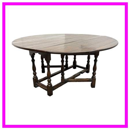 Antique Round English Gate-leg Drop-leaf Table 1