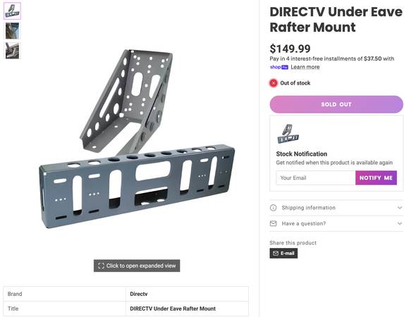 ♥ ♥ DIRECTV Under Eave Rafter Mount ♥ ♥ 1