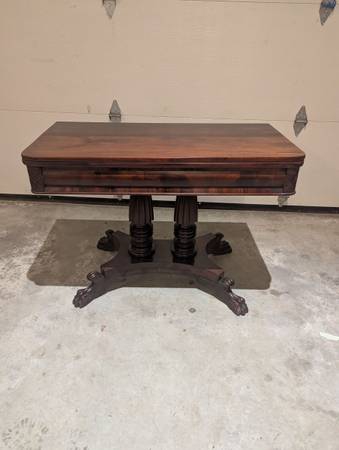 Antique Mahogany Game Table Table with Carved Pedestal and Claw Feet - $300 (Hillsborough)63470912985603121