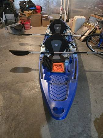 2 person 12.9' angler kayak with rod holders, padfles 1