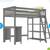 Full size loft bed with bookshelf and dresser 1 thumbnail