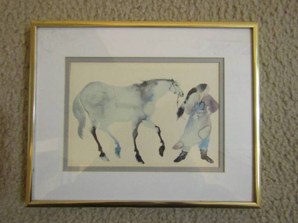 Water Color by Artist Carol Grigg "She Walks with Horses" 1