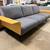 MODERN MID CENTURY GRAY SOFA WITH WOOD ARMS !! 2 thumbnail