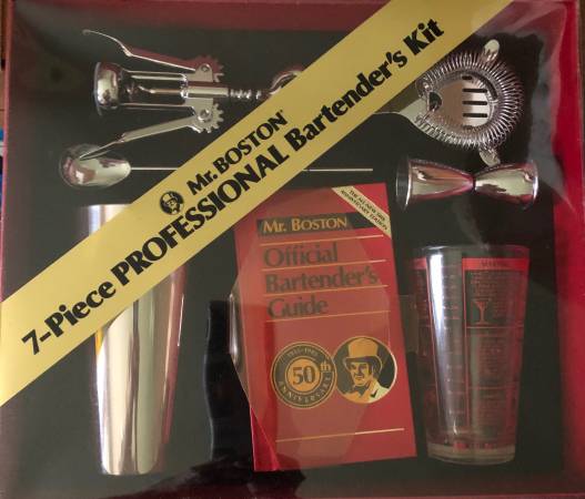 Bartender 7 Piece Professional Set Stainless Mr Boston Vintage 1