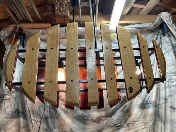 Wine barrel chandaliers 1
