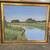 Vintage Danish Oil Landscape Painting Cows Stream Monogrammed 1 thumbnail