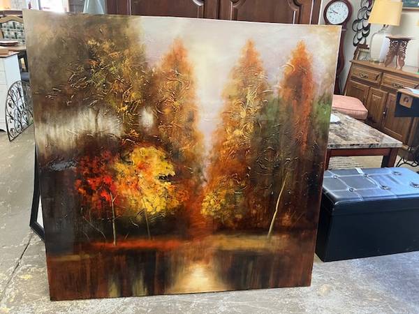 Large Artwork with Trees / Forest Oil Painting 65489 1