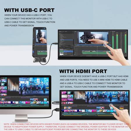 12.3 Inch Touchscreen Secondary Monitor, IPS Stretched Bar LCD Travel 1