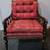 Walnut Antique Victorian Wide Chair Red and Black Damascus Pattern 1 thumbnail