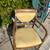 Wooden Chair with Yellow Striped Upholstery 2 thumbnail
