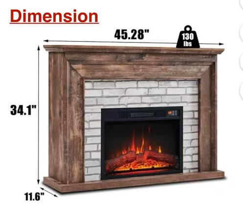 45" Hidden Flip Top Electric Fireplace TV Stand Adjustable Flame & Rem 1