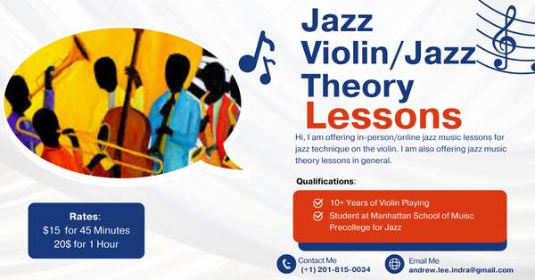 Jazz Violin / Jazz Music Lessons Offered for $15 1
