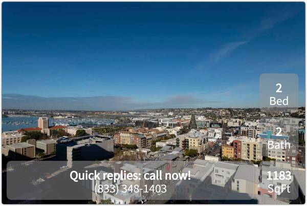 $4,635 / 2br - 1183ft2 - 6 Weeks Free! Gorgeous high-rise 2 bed / 2 bath in San Diego (San Diego - Little Italy)63933119036547121