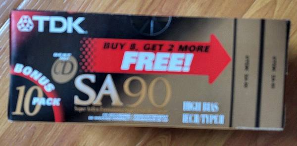 New Sealed 10 TDK SA90 CASSETTE TAPE PACKAGE SA 1