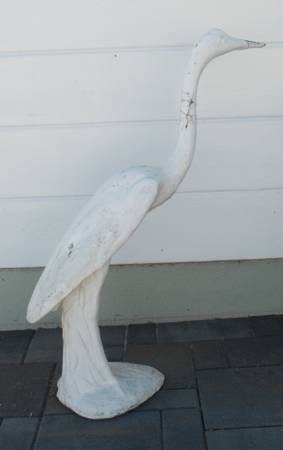 37" Tall Vintage Concrete Crane Garden Ornament. See pictures 1