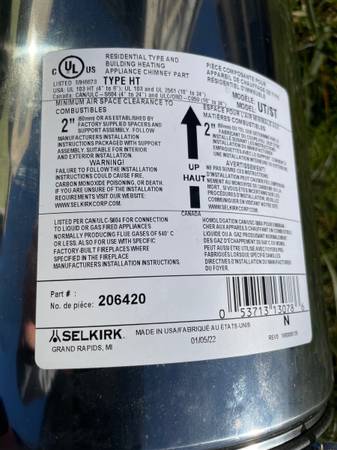 Selkirk 206420 tubo para estufa de 6 pulgadas de madera o pellet para pasar por el techo - $40 (Chehalis)63439433366785121