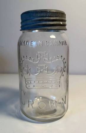 CROWN MADE IN CANADA QUART Mason Canning Jar w/ Crown Insert and Band 1