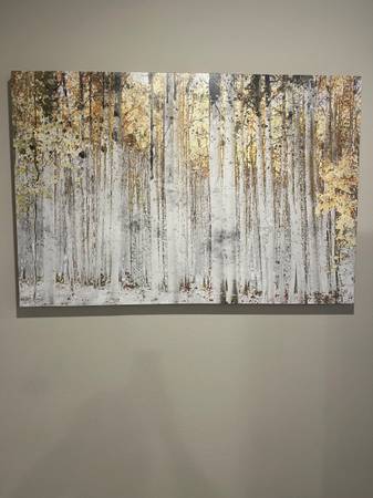 Forest gray and gold contemporary painting 1