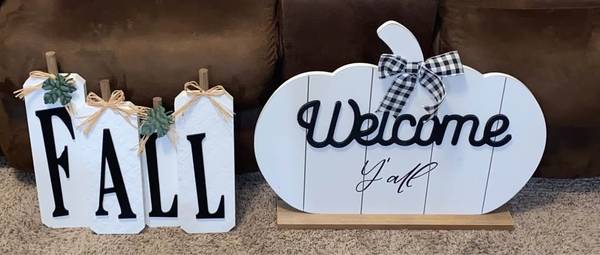 (2) Wood Fall Signs 1