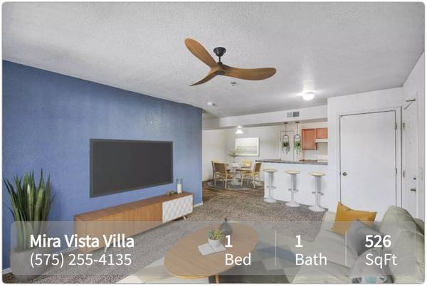 $845 / 1br - 526ft2 - Beautiful community in a quiet setting! Rent Mira Vista Villa (Las Cruces)63861850411395121