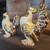 Vintage 1950s White and Gold Ceramic Rooster and Hen 4 thumbnail